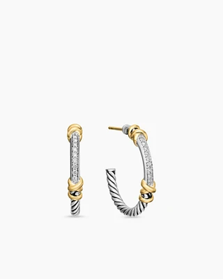 Petite Helena Wrap Hoop Earrings in Sterling Silver with 18K Yellow Gold and Diamonds