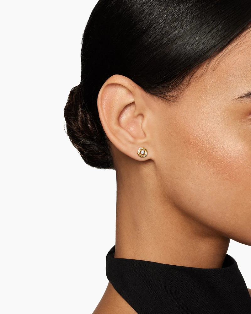Petite Infinity Stud Earrings in 18K Yellow Gold with Diamonds, 7.8mm