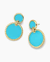 DY Elements® Double Drop Earrings in 18K Yellow Gold with Turquoise, 33mm