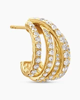 Pavé Crossover Shrimp Earrings in 18K Yellow Gold with Diamonds, 15.8mm