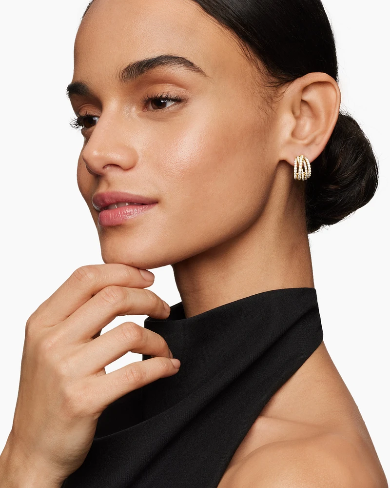 Pavé Crossover Shrimp Earrings in 18K Yellow Gold with Diamonds, 15.8mm