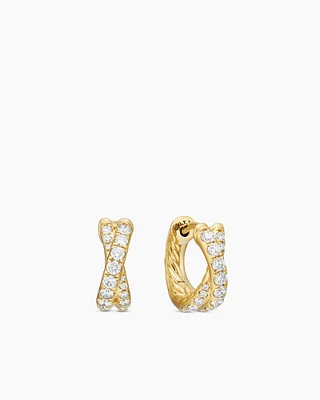 Pavé Crossover Hoop Earrings in 18K Yellow Gold with Diamonds