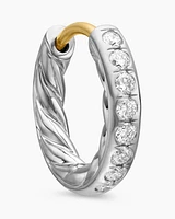 Pavé Huggie Hoop Earrings in Sterling Silver with Diamonds, 13mm