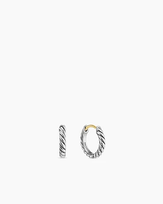 Sculpted Cable Huggie Hoop Earrings in Sterling Silver, 10.7mm