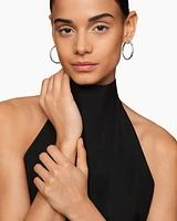 Cable Edge® Hoop Earrings in Sterling Silver with Diamonds, 1.5in