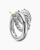 DY Mercer® Three Row Hoop Earrings in Sterling Silver with Diamonds, 21mm