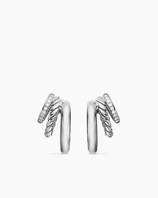 DY Mercer® Three Row Hoop Earrings in Sterling Silver with Diamonds, 21mm