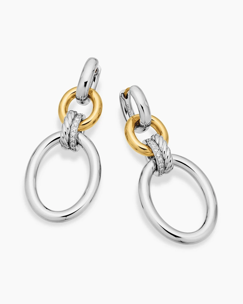 DY Mercer® Circular Drop Earrings in Sterling Silver with 18K Yellow Gold and Diamonds, 50mm
