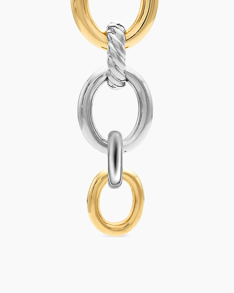 DY Mercer® Linked Drop Earrings in Sterling Silver with 18K Yellow Gold and Diamonds, 68mm