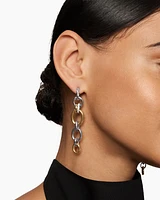 DY Mercer® Linked Drop Earrings in Sterling Silver with 18K Yellow Gold and Diamonds, 68mm