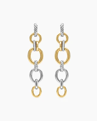 DY Mercer® Linked Drop Earrings in Sterling Silver with 18K Yellow Gold and Diamonds, 68mm