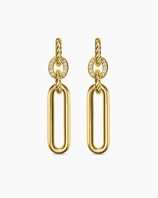 Lexington Double Link Drop Earrings in 18K Yellow Gold with Diamonds, 54mm