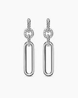 Lexington Double Link Drop Earrings in Sterling Silver with Diamonds, 54mm
