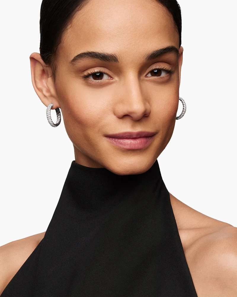 DY Mercer® Hoop Earrings in Sterling Silver with Diamonds, 25.4mm
