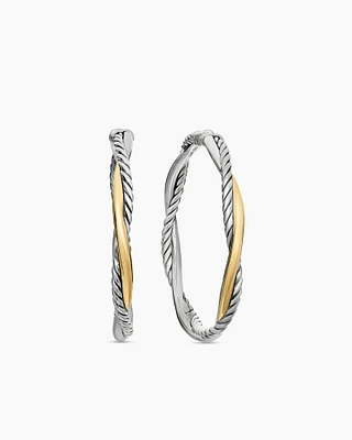 Infinity Hoop Earrings in Sterling Silver with 14K Yellow Gold, 42mm