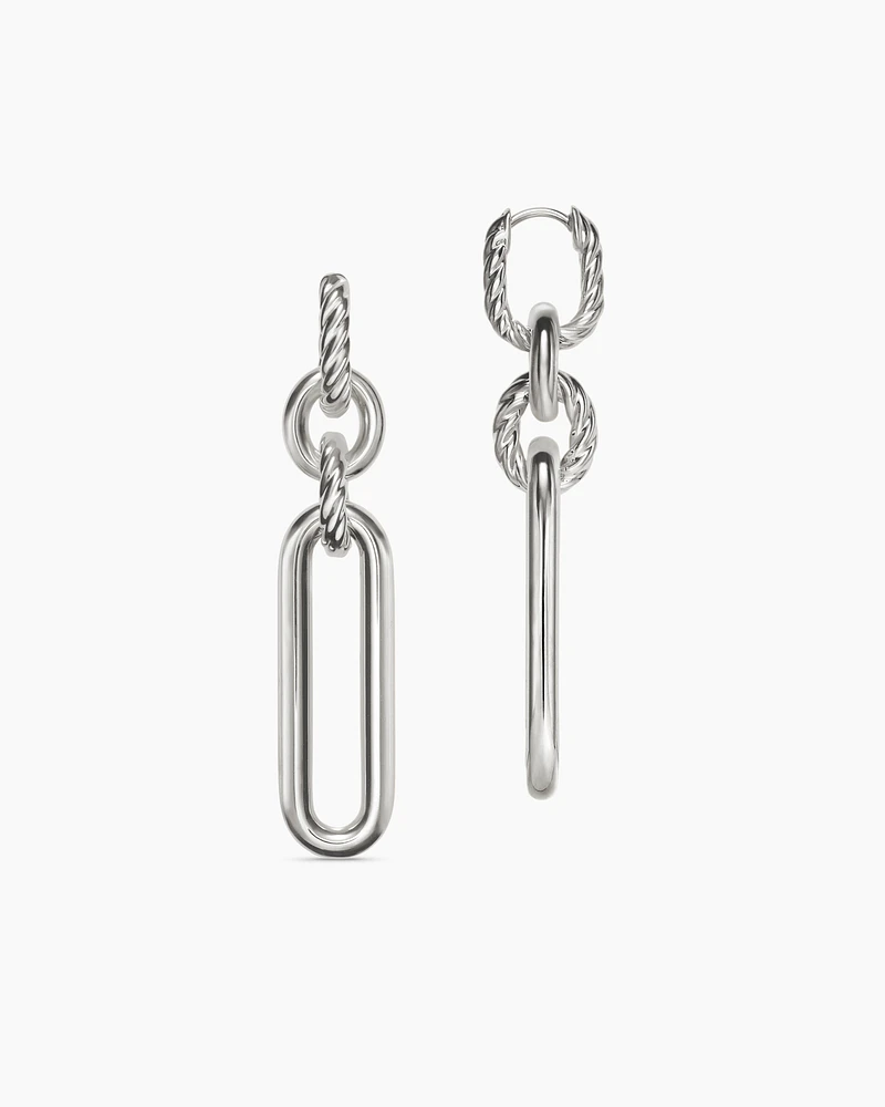 Lexington Double Link Drop Earrings in Sterling Silver, 53.5mm