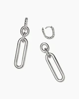 Lexington Double Link Drop Earrings in Sterling Silver, 53.5mm