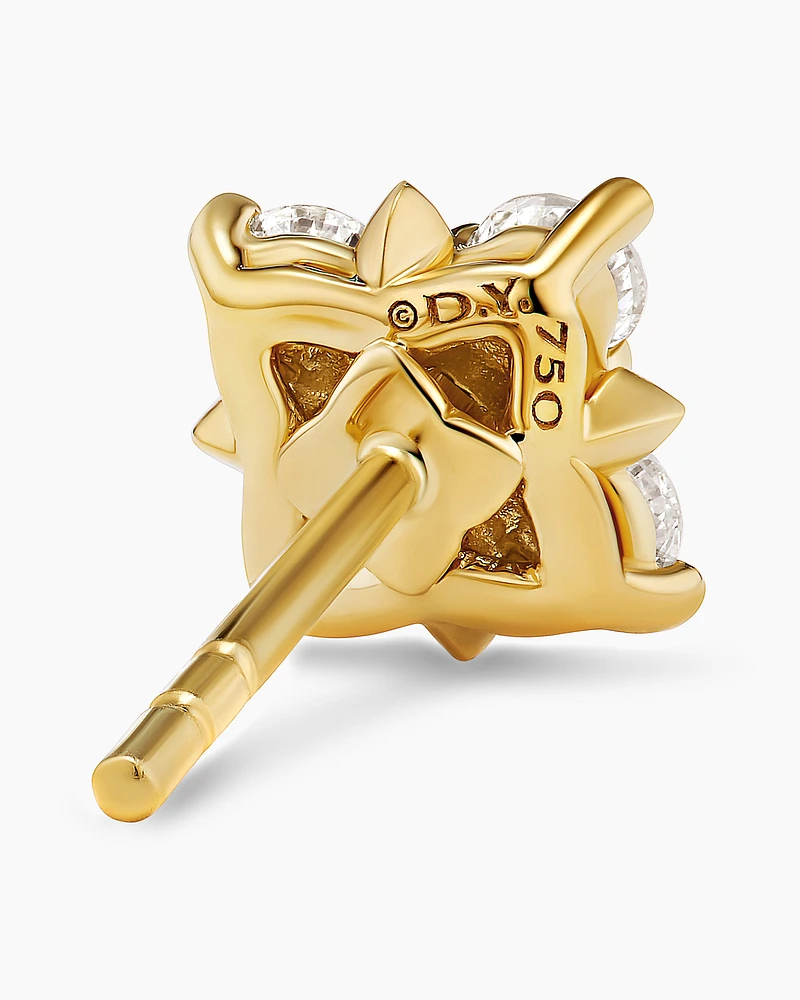 Petite Modern Renaissance Pyramid Stud Earrings in 18K Yellow Gold with Diamonds, 8mm