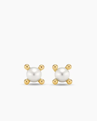 Petite Modern Renaissance Pearl Stud Earrings in 18K Yellow Gold, 5.5mm