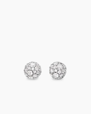 Petite Pavé Stud Earrings in 18K Yellow Gold with Diamonds, 4.5mm