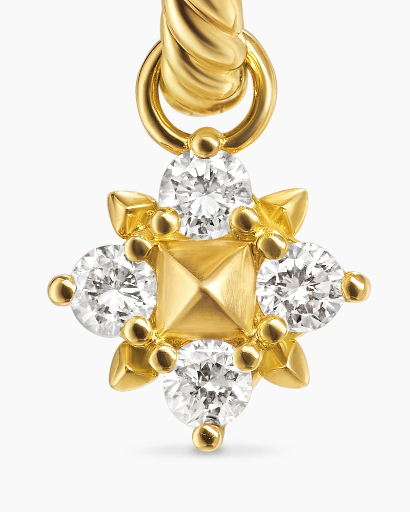 Petite Modern Renaissance Pyramid Drop Earrings in 18K Yellow Gold with Diamonds, 18.8mm