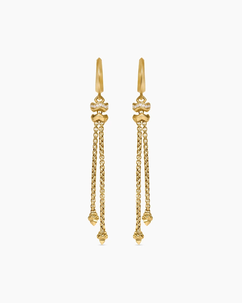 Zig Zag Stax™ Chain Drop Earrings in 18K Yellow Gold with Diamonds, 66mm