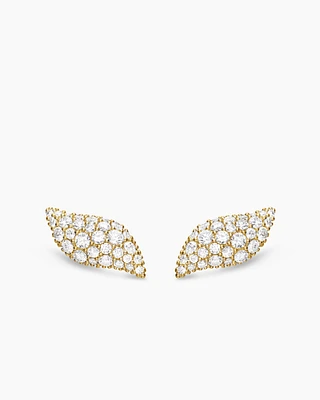 Petite Pavé Flute Stud Earrings in 18K Yellow Gold with Diamonds, 10.6mm