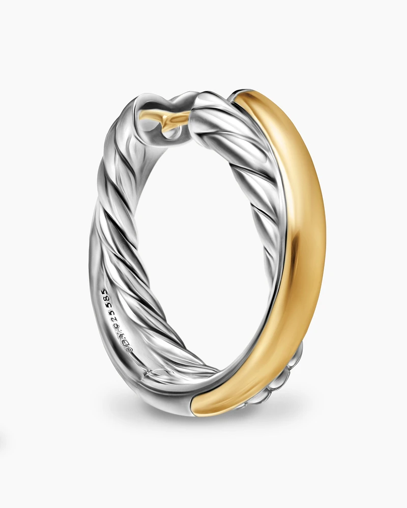 Crossover Hoop Earrings in Sterling Silver with 14K Yellow Gold, 22.3mm