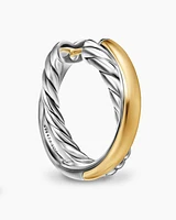 Crossover Hoop Earrings in Sterling Silver with 14K Yellow Gold, 22.3mm