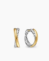 Crossover Hoop Earrings in Sterling Silver with 14K Yellow Gold, 22.3mm