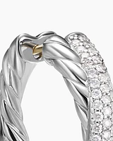 Crossover Hoop Earrings in Sterling Silver with Diamonds, 22.3mm