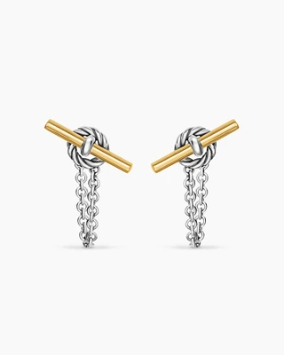 DY Mercer® Petite Toggle Chain Stud Earrings in Sterling Silver with 18K Yellow Gold, 38.2mm