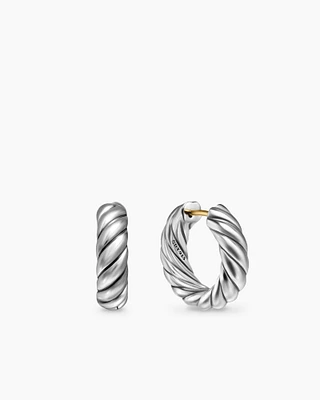Sculpted Cable Hoop Earrings in Sterling Silver