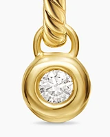 Petite Cable Huggie Drop Earrings in 18K Yellow Gold with Diamonds, 17.5mm