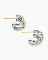 DY Mercer® Double Hoop Huggie Earrings in Sterling Silver with 18K Yellow Gold, 13.5mm
