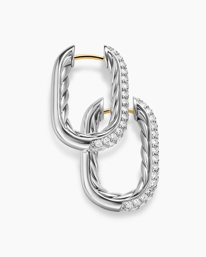 DY Madison® Smooth Hoop Earrings in Sterling Silver with Diamonds, 24.3mm