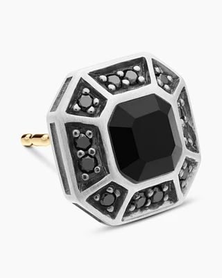 Streamline® Stud Earring in Sterling Silver with Black Diamond, 10mm