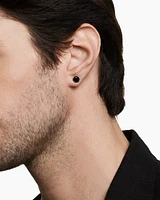Stud Earring in Sterling Silver with Black Diamond, 7mm