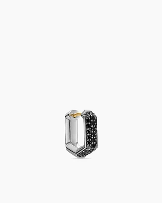 Streamline® Hoop Earring in Sterling Silver with Black Diamonds, 11.7mm