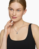 Petite Albion® Pendant Necklace in Sterling Silver with Black Onyx and Diamonds, 7mm