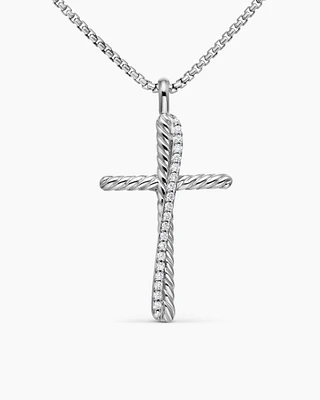 Crossover Cross Necklace with Diamonds, 35.6mm