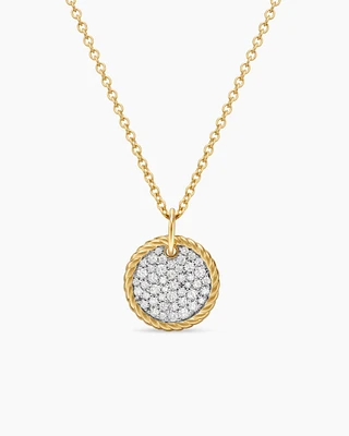 Cable Collectibles Pavé Plate Necklace in 18K Yellow Gold with Diamonds, 11mm