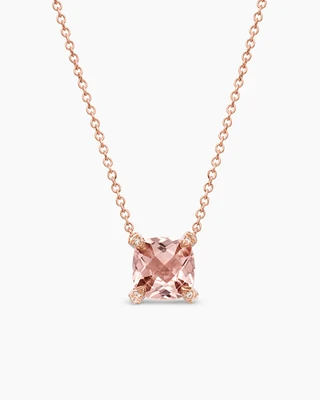 Petite Chatelaine Pendant Necklace in 18K Rose Gold with Diamonds, 7mm