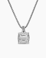 Chatelaine® Pavé Bezel Pendant Necklace in Sterling Silver with Black Onyx and Diamonds, 9mm