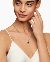 Chatelaine® Pavé Bezel Pendant Necklace in Sterling Silver with Black Onyx and Diamonds, 9mm