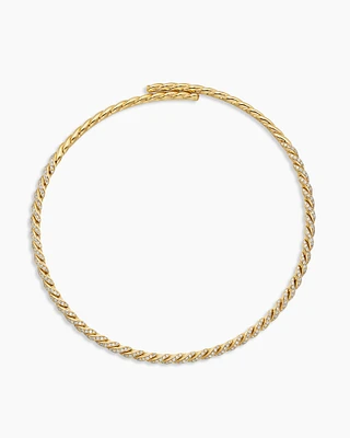 Sculpted Cable Ring in 18K Yellow Gold with Diamonds, 17mm