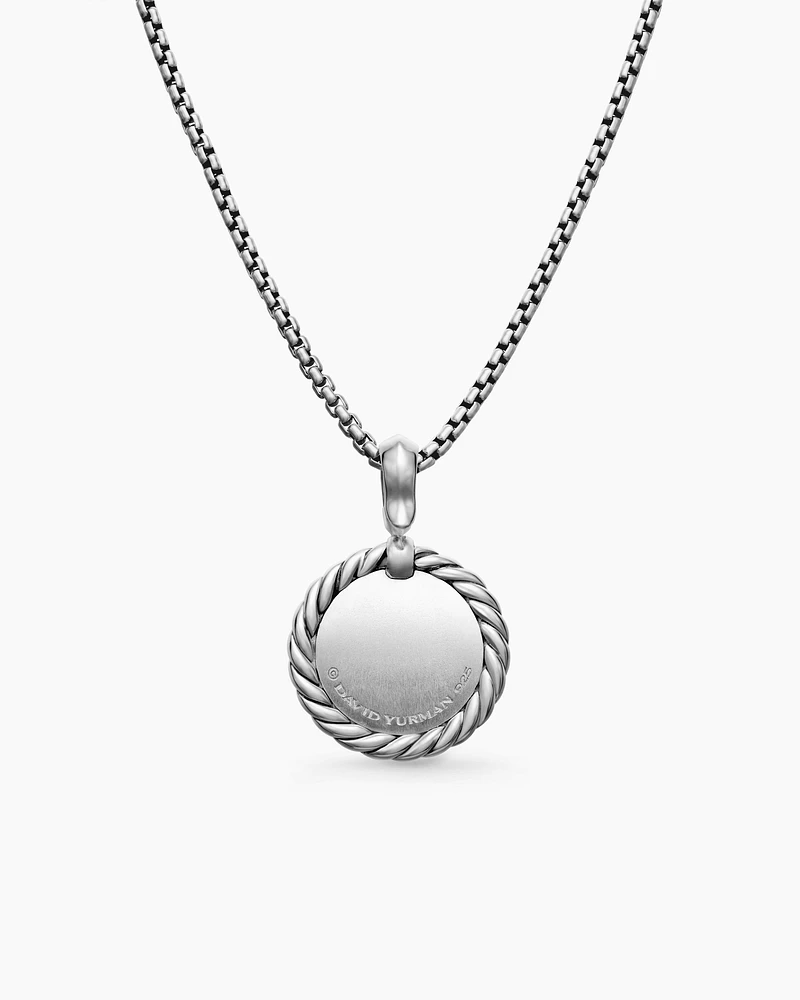 Initial Charm Necklace in Sterling Silver with Diamond A