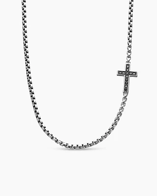 Streamline® Cross Station Necklace Sterling Silver with Black Diamonds, 3.6mm