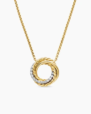 Crossover Pendant Necklace in 18K Yellow Gold with Diamonds