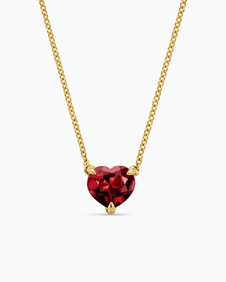 Chatelaine® Heart Pendant Necklace in 18K Yellow Gold with Garnet, 8mm